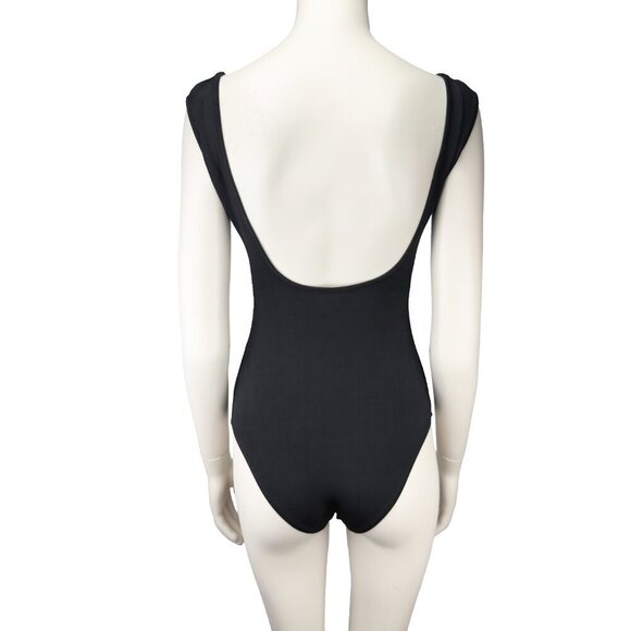 MUGLER Designer Bodysuit Logo Monogram Black Silver Luxury sz XS (?) - Picture 2 of 6